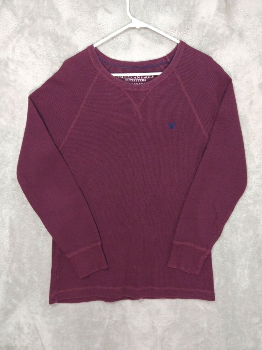 American Eagle Shirt Mens Large Burgundy AE Legend Thermal Waffle Knit